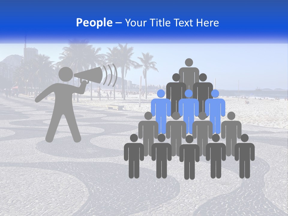A Sandy Beach With Palm Trees And A Blue Sign PowerPoint Template