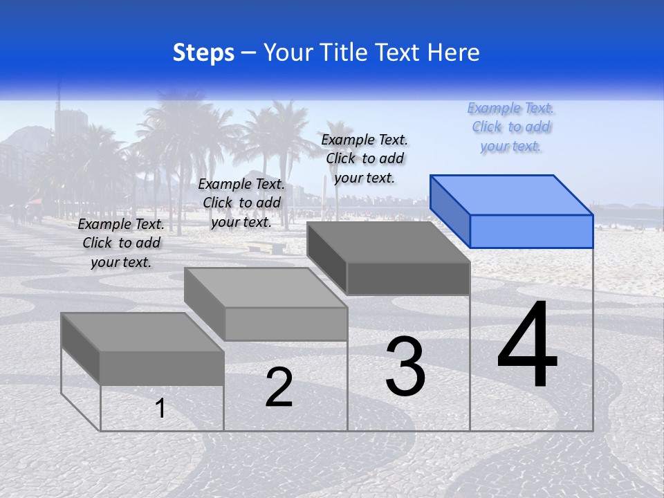 A Sandy Beach With Palm Trees And A Blue Sign PowerPoint Template