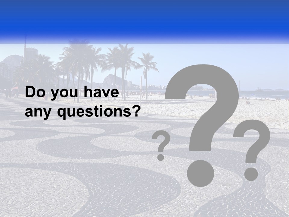 A Sandy Beach With Palm Trees And A Blue Sign PowerPoint Template