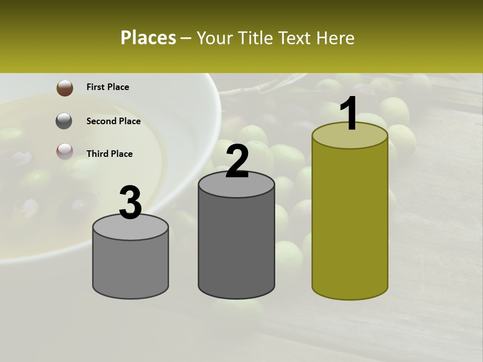 A Bowl Of Olives And Bread On A Table PowerPoint Template