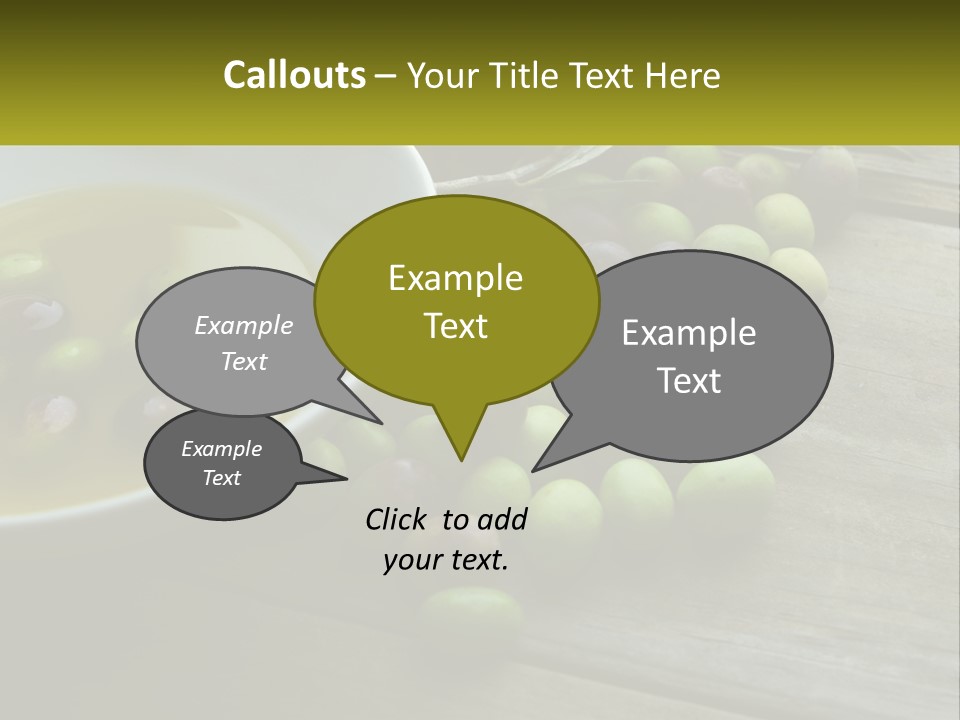 A Bowl Of Olives And Bread On A Table PowerPoint Template
