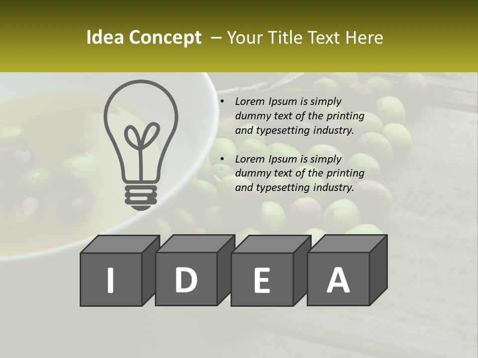 A Bowl Of Olives And Bread On A Table PowerPoint Template