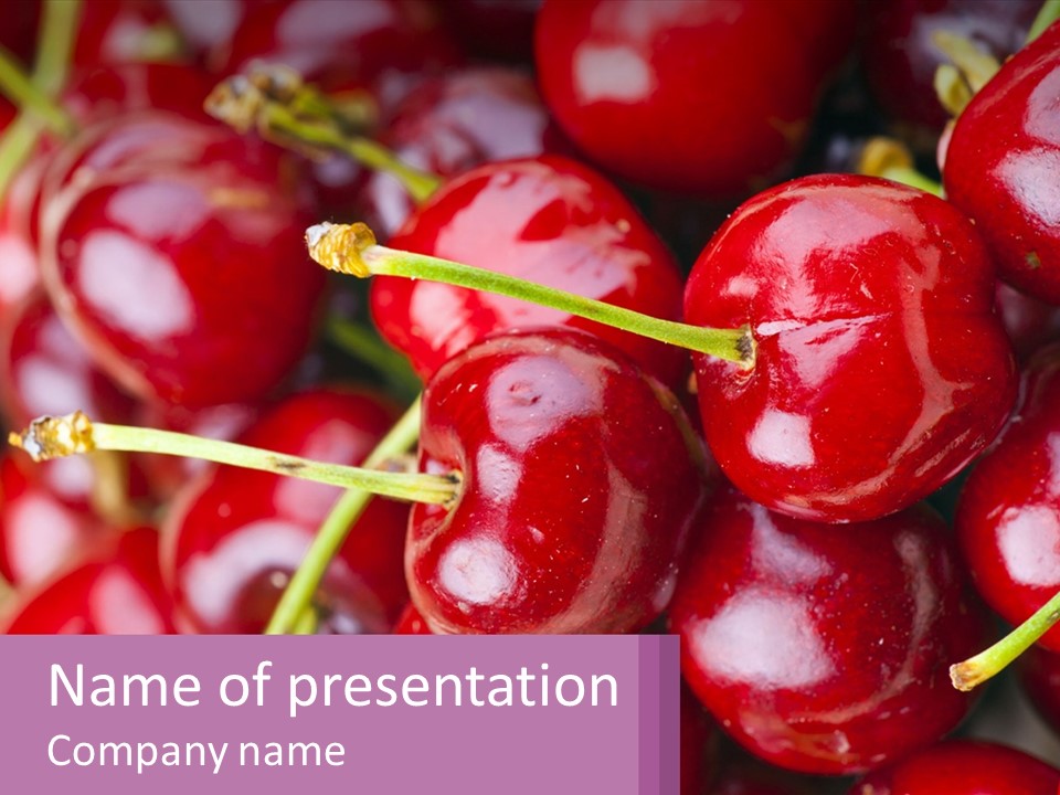 A Bunch Of Cherries With Water Droplets On Them PowerPoint Template