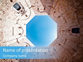 A View From The Bottom Of A Tower Looking Up At The Sky PowerPoint Template