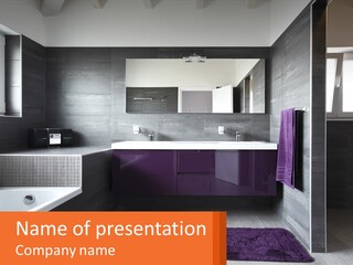 A Bathroom With A Bathtub, Sink, And Mirror PowerPoint Template