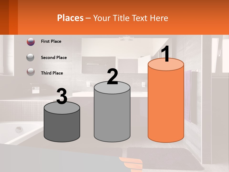 A Bathroom With A Bathtub, Sink, And Mirror PowerPoint Template