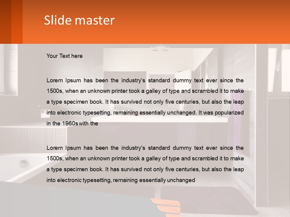 A Bathroom With A Bathtub, Sink, And Mirror PowerPoint Template