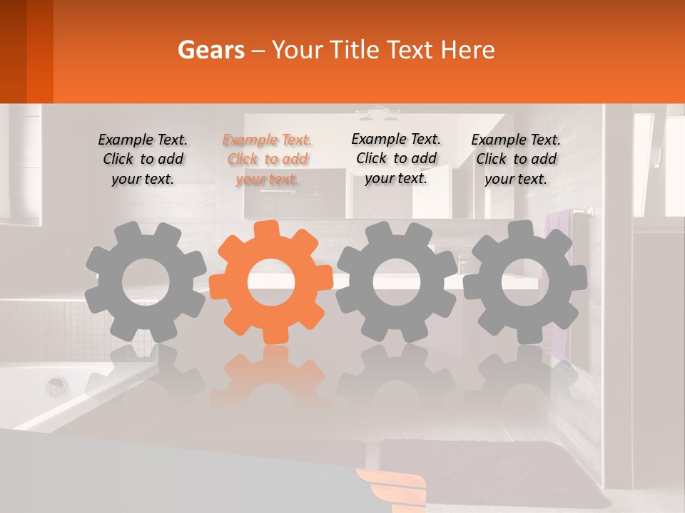 A Bathroom With A Bathtub, Sink, And Mirror PowerPoint Template