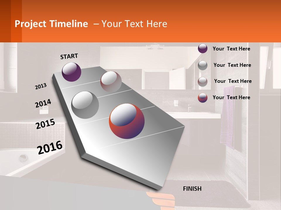 A Bathroom With A Bathtub, Sink, And Mirror PowerPoint Template