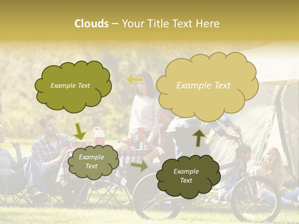 A Group Of People Sitting Around A Tent PowerPoint Template
