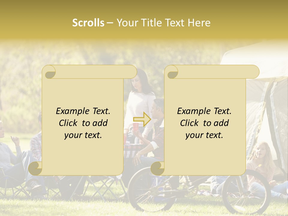 A Group Of People Sitting Around A Tent PowerPoint Template