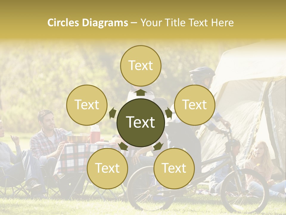 A Group Of People Sitting Around A Tent PowerPoint Template