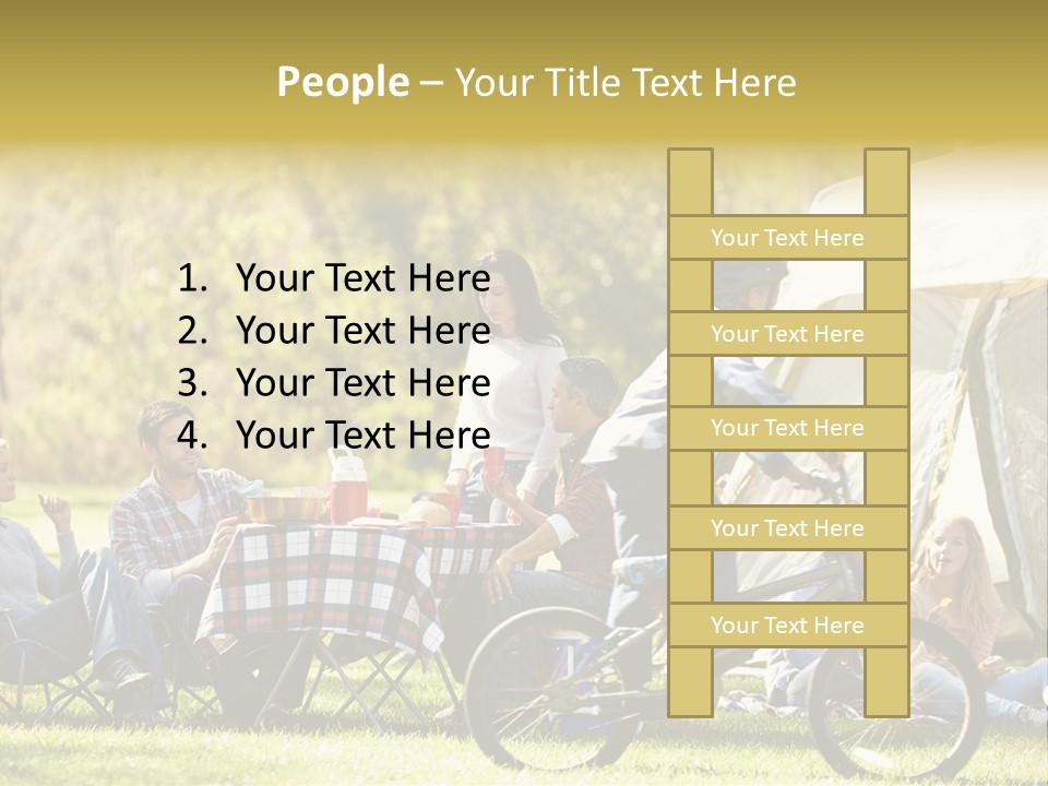 A Group Of People Sitting Around A Tent PowerPoint Template