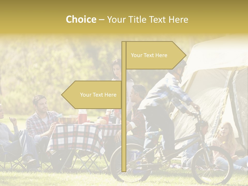 A Group Of People Sitting Around A Tent PowerPoint Template