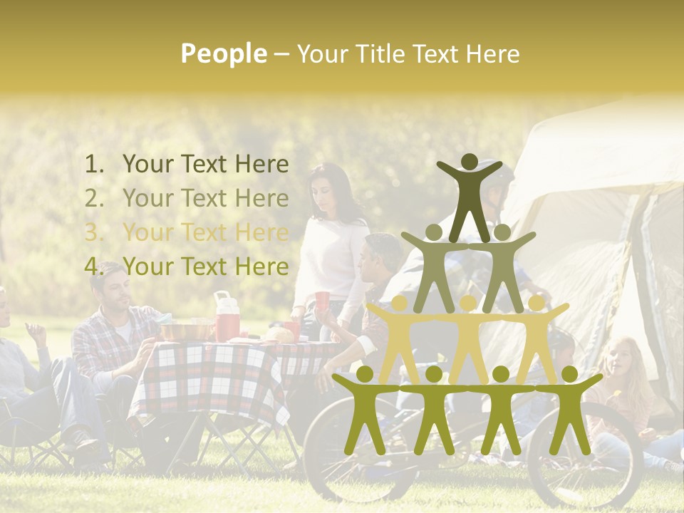 A Group Of People Sitting Around A Tent PowerPoint Template