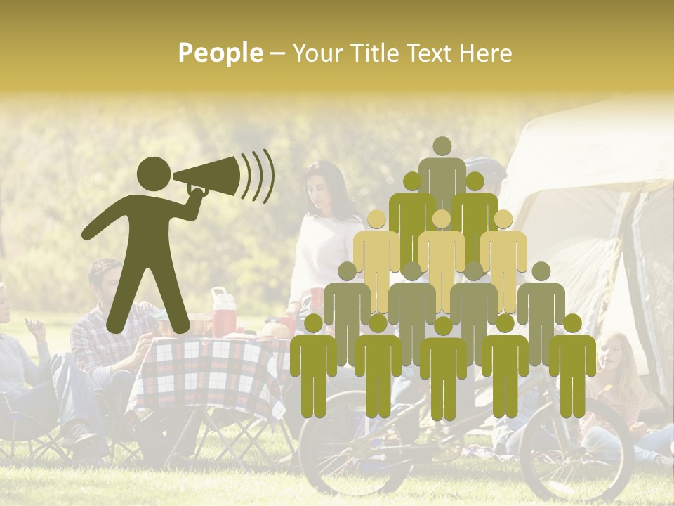 A Group Of People Sitting Around A Tent PowerPoint Template