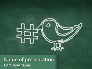 A Chalk Drawing Of A Bird On A Blackboard PowerPoint Template
