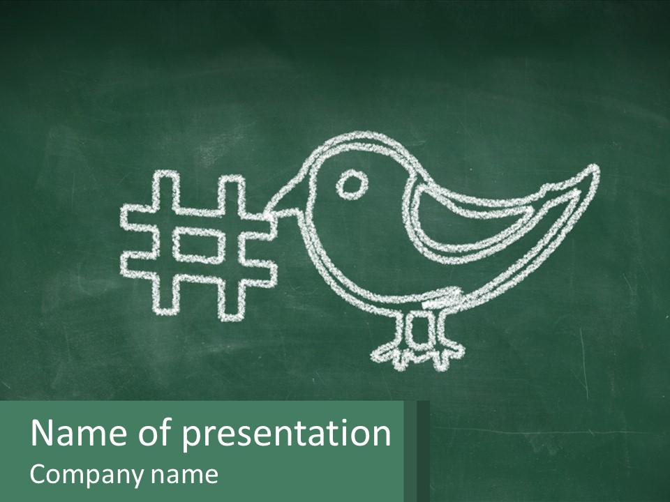 A Chalk Drawing Of A Bird On A Blackboard PowerPoint Template
