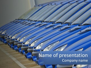 A Row Of Blue Seats Sitting Next To Each Other PowerPoint Template