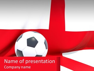 A Soccer Ball Sitting On Top Of A Flag PowerPoint Template