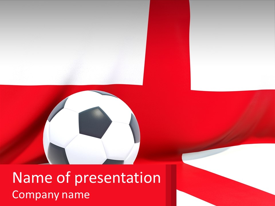 A Soccer Ball Sitting On Top Of A Flag PowerPoint Template