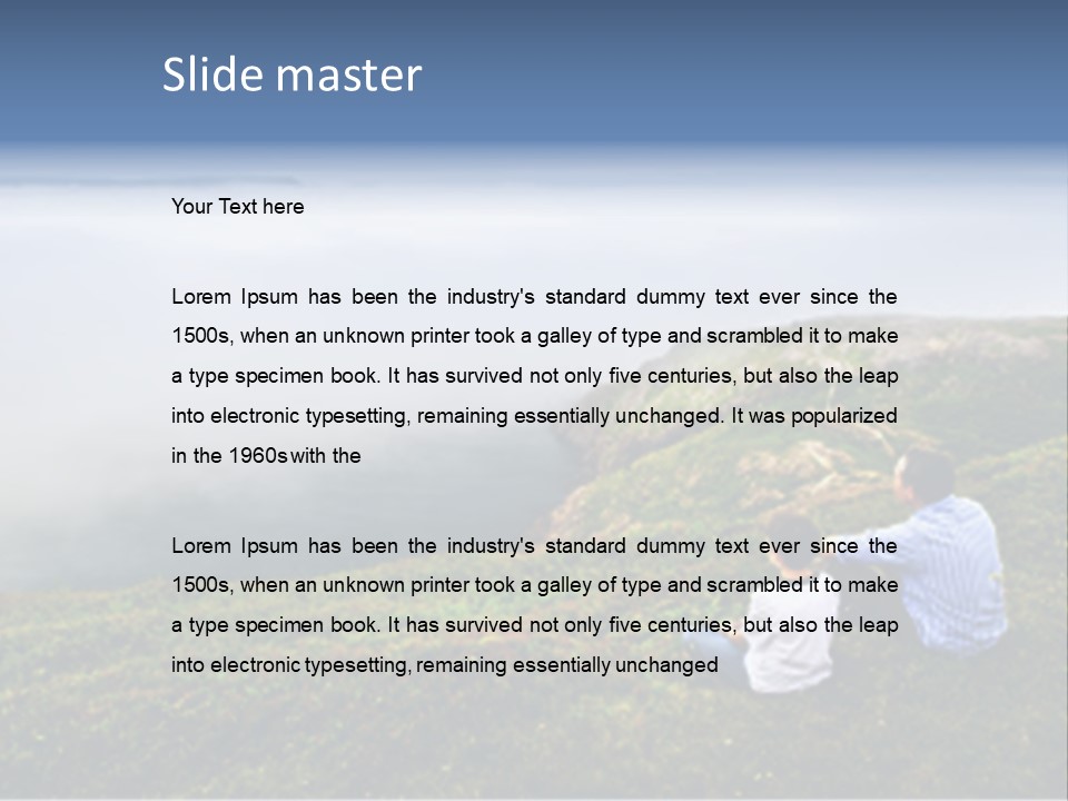 A Couple Of People Sitting On Top Of A Hill PowerPoint Template