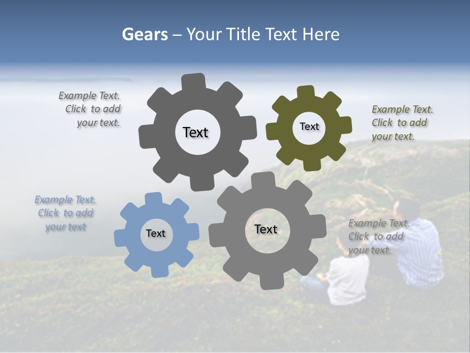A Couple Of People Sitting On Top Of A Hill PowerPoint Template