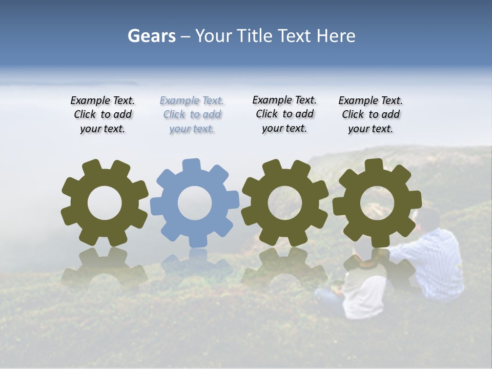 A Couple Of People Sitting On Top Of A Hill PowerPoint Template