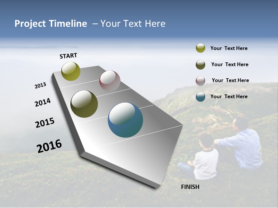 A Couple Of People Sitting On Top Of A Hill PowerPoint Template