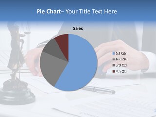 A Man In A Suit And Tie Holding A Stamper In Front Of A Statue PowerPoint Template