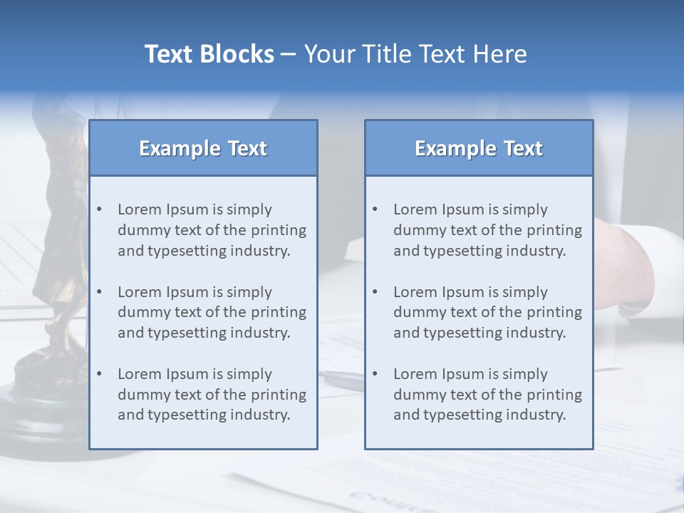 A Man In A Suit And Tie Holding A Stamper In Front Of A Statue PowerPoint Template