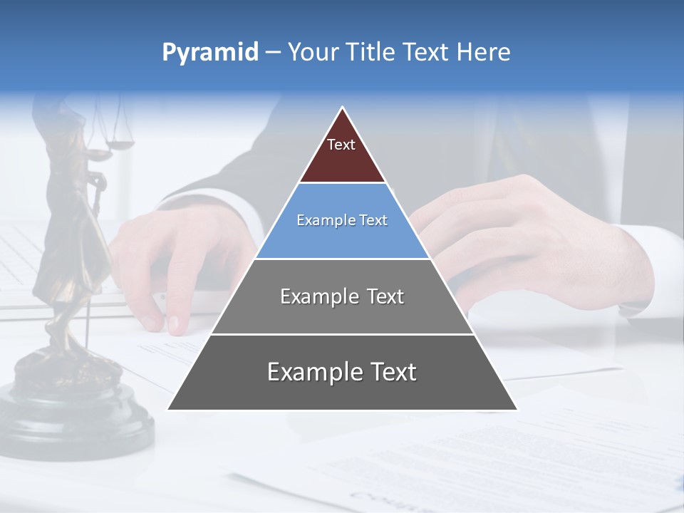 A Man In A Suit And Tie Holding A Stamper In Front Of A Statue PowerPoint Template