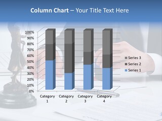 A Man In A Suit And Tie Holding A Stamper In Front Of A Statue PowerPoint Template