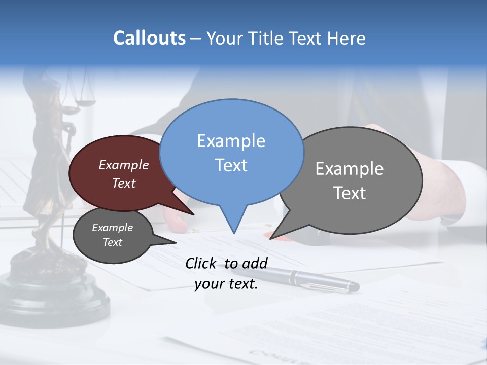A Man In A Suit And Tie Holding A Stamper In Front Of A Statue PowerPoint Template