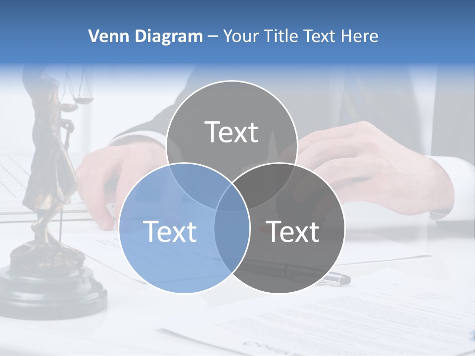 A Man In A Suit And Tie Holding A Stamper In Front Of A Statue PowerPoint Template
