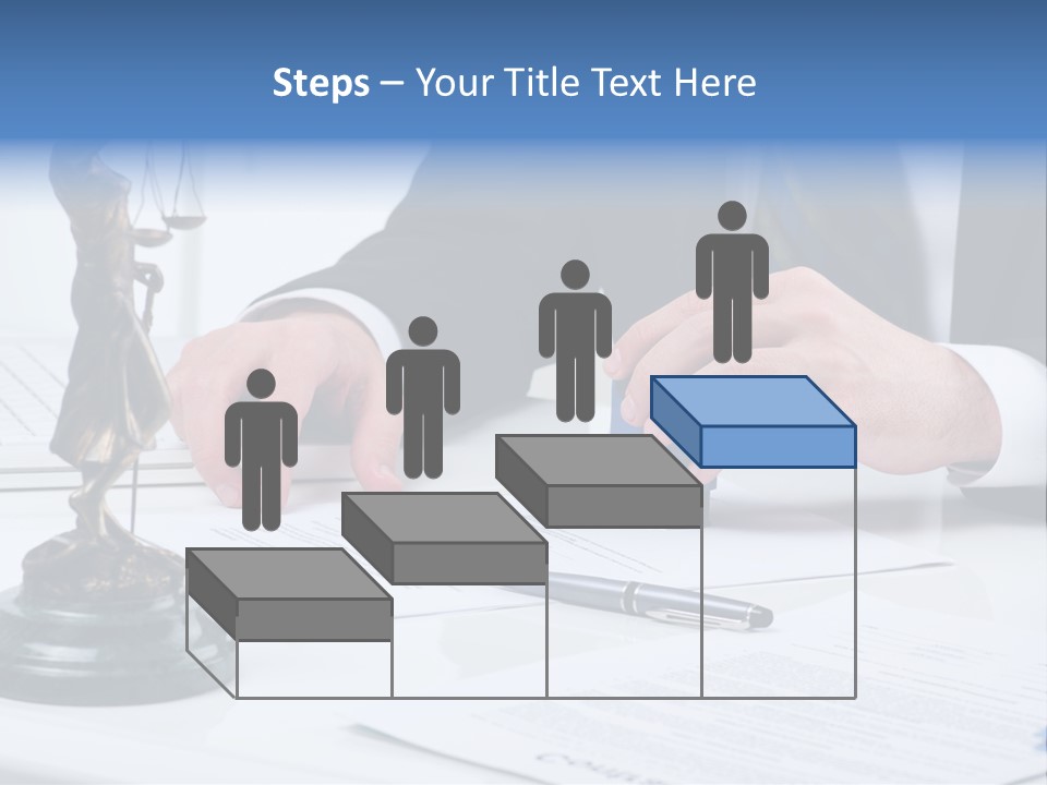 A Man In A Suit And Tie Holding A Stamper In Front Of A Statue PowerPoint Template