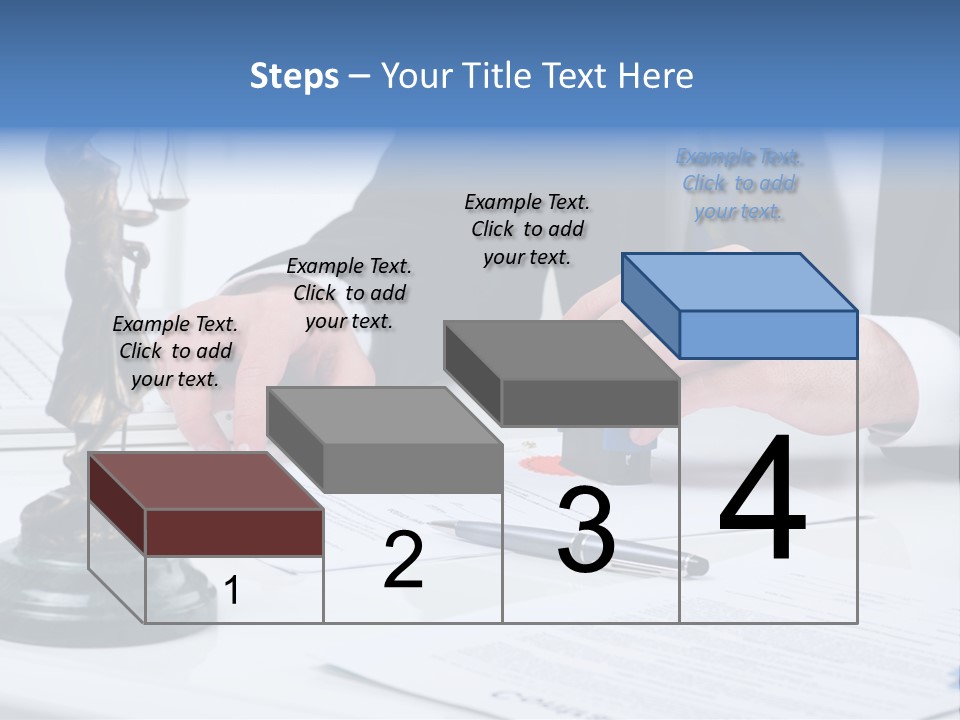 A Man In A Suit And Tie Holding A Stamper In Front Of A Statue PowerPoint Template