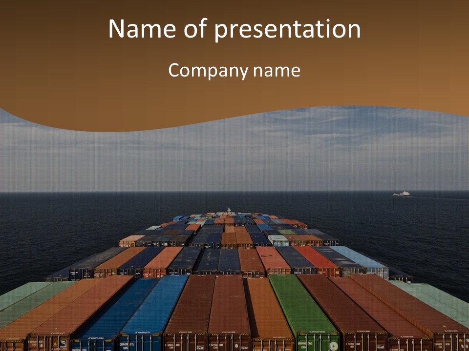 A Large Container Ship In The Middle Of The Ocean PowerPoint Template