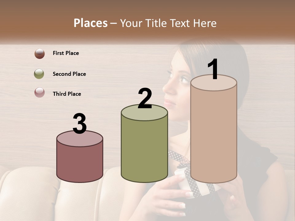 A Woman Sitting On A Couch With Her Hand On Her Chest PowerPoint Template