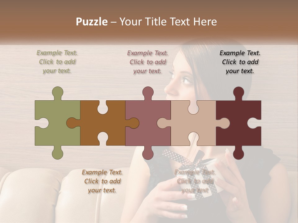 A Woman Sitting On A Couch With Her Hand On Her Chest PowerPoint Template