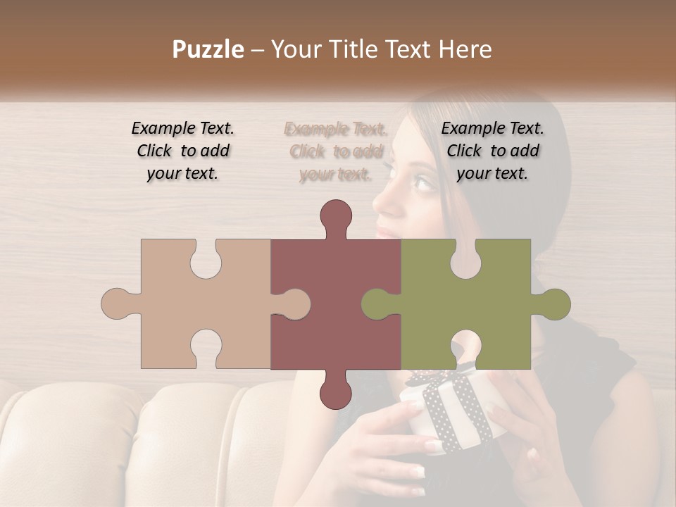 A Woman Sitting On A Couch With Her Hand On Her Chest PowerPoint Template