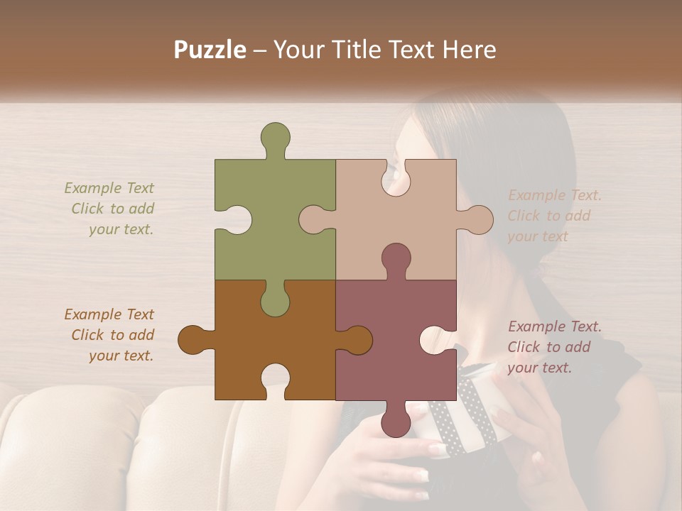 A Woman Sitting On A Couch With Her Hand On Her Chest PowerPoint Template