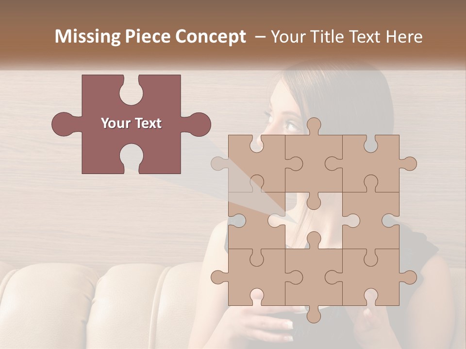 A Woman Sitting On A Couch With Her Hand On Her Chest PowerPoint Template