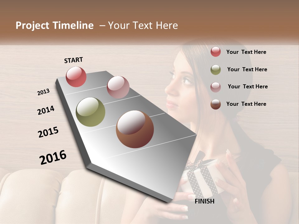 A Woman Sitting On A Couch With Her Hand On Her Chest PowerPoint Template
