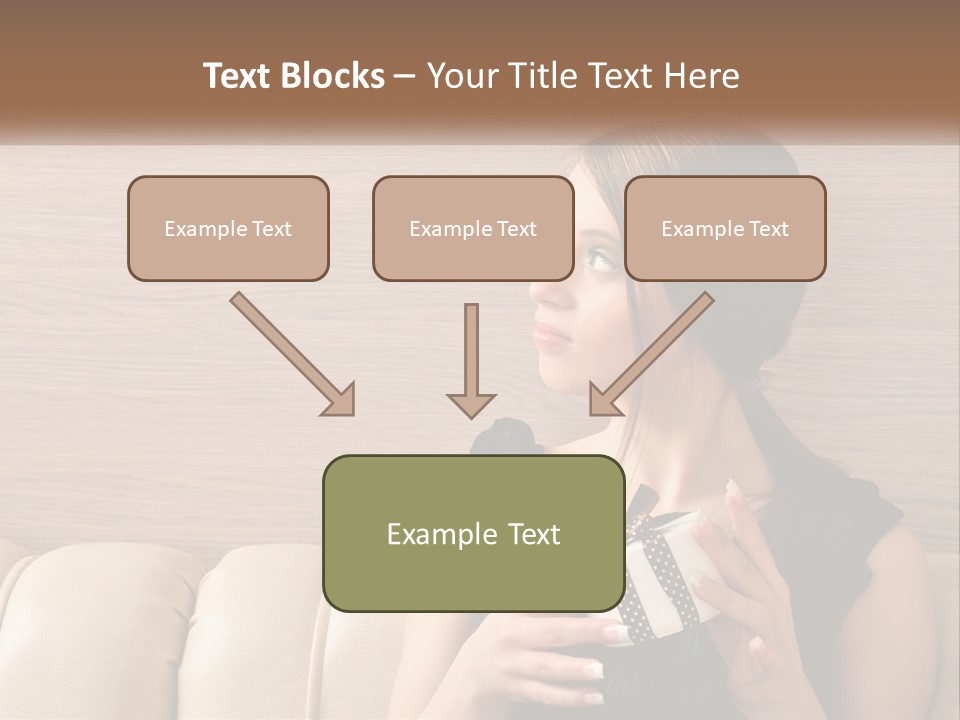 A Woman Sitting On A Couch With Her Hand On Her Chest PowerPoint Template