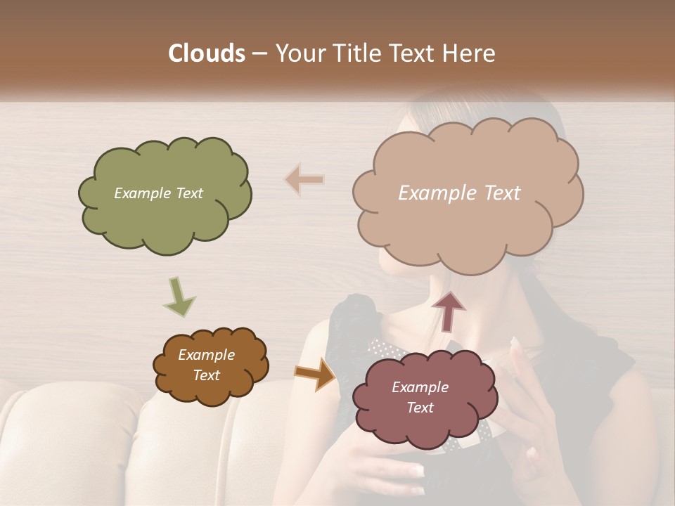 A Woman Sitting On A Couch With Her Hand On Her Chest PowerPoint Template