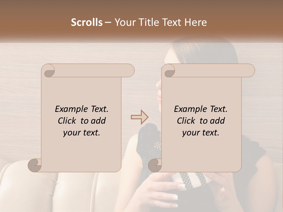 A Woman Sitting On A Couch With Her Hand On Her Chest PowerPoint Template