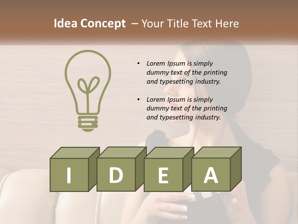 A Woman Sitting On A Couch With Her Hand On Her Chest PowerPoint Template