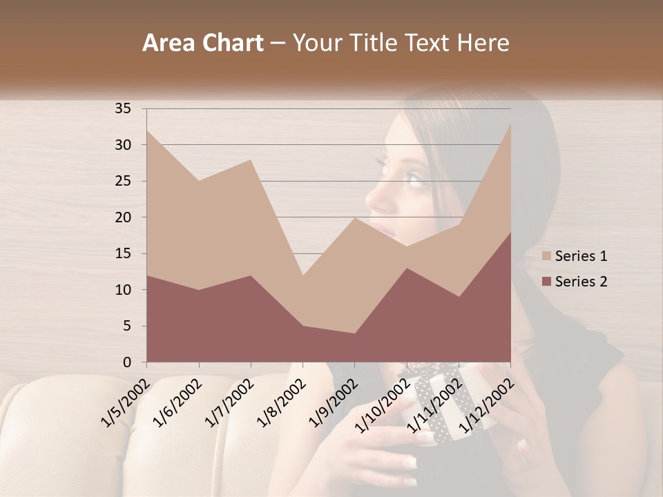 A Woman Sitting On A Couch With Her Hand On Her Chest PowerPoint Template