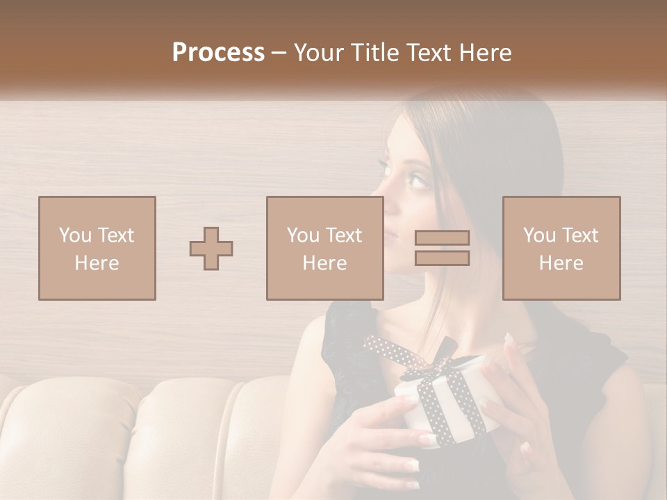 A Woman Sitting On A Couch With Her Hand On Her Chest PowerPoint Template